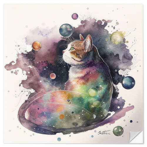 Naklejka na ścianę Space Cat