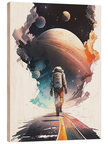 Wood print Run Away to Mars