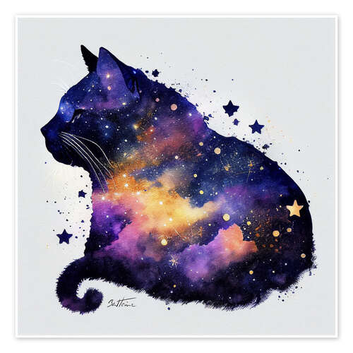 Poster Purple Space Cat