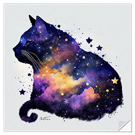 Naklejka na ścianę Purple Space Cat