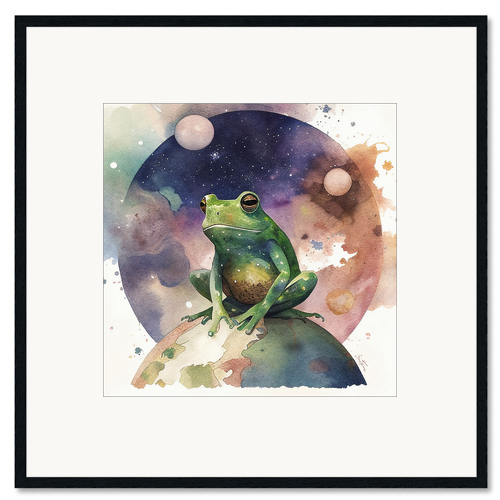 Kehystetty taidepainatus Space Frog