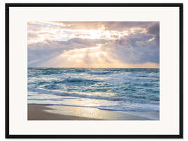 Gerahmter Kunstdruck Sonnenuntergang am Meer