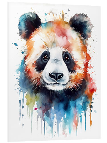 Hartschaumbild Bunter Aquarell-Panda