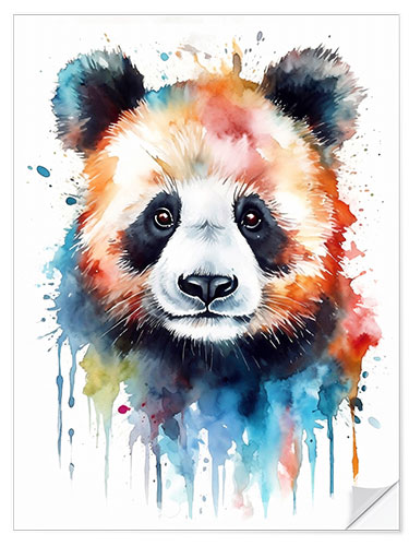 Selvklebende plakat Colorful Watercolor Panda