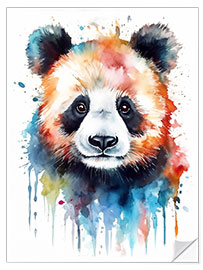 Selvklebende plakat Colorful Watercolor Panda