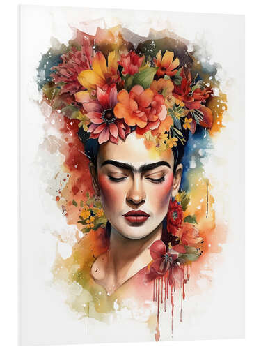 Foam board print Frida Kahlo with Flower Hair