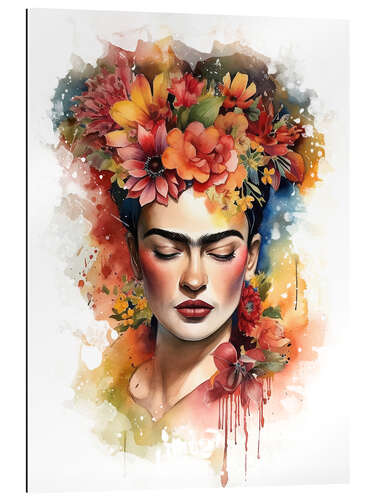 Quadro em plexi-alumínio Frida Kahlo with Flower Hair