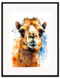 Gerahmter Kunstdruck Hübsches Aquarell-Kamel