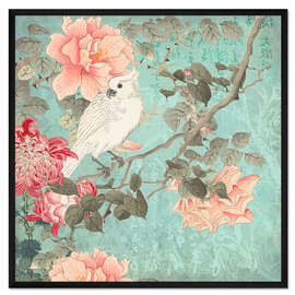 Gerahmter Kunstdruck Kakadu verweilt im Chinesischen Rosengarten