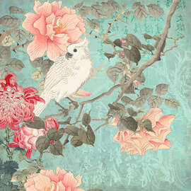 Magnettafel Kakadu verweilt im Chinesischen Rosengarten