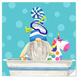 Wandsticker Zwerg in der Badewanne