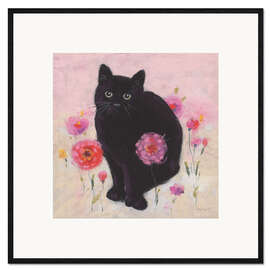 Ingelijste kunstdruk Nina With Pink Flowers I