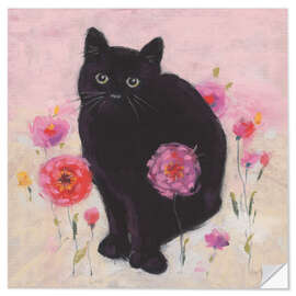 Selvklebende plakat Nina With Pink Flowers I