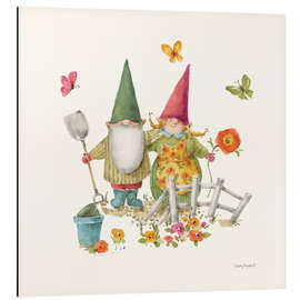 Magnettafel Gartenzwerge mit Schmetterlingen