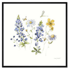 Gerahmter Kunstdruck Wildblumen &amp; Libelle