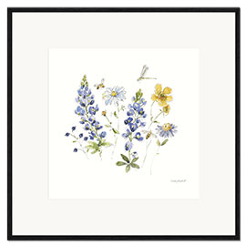 Framed art print Wildflowers &amp; Dragonfly