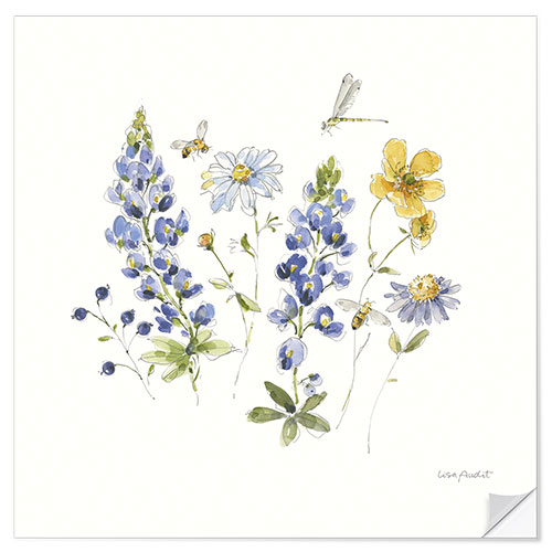 Wall sticker Wildflowers & Dragonfly