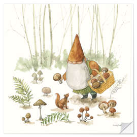 Sticker mural Garden Gnome in The Mushroom Forest