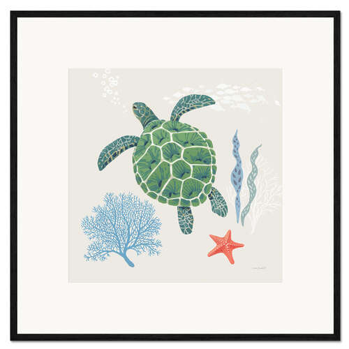 Impressão artística com moldura Turtle - Free As The Ocean