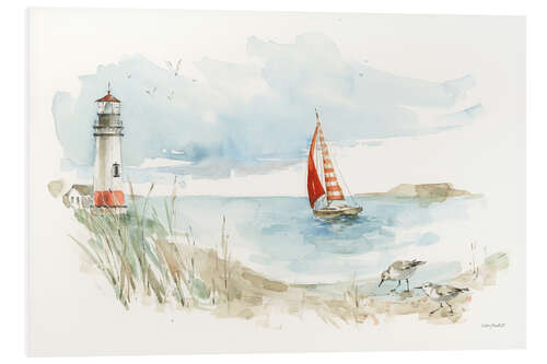 Foam board print Sailboat and Lighthouse