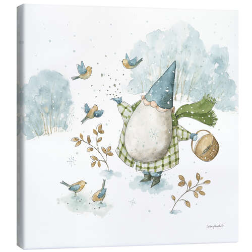 Canvastavla Garden Gnome & Winter Birds