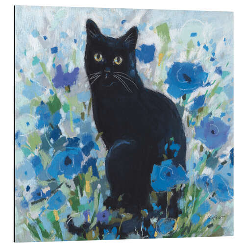 Tableau en aluminium Nina With Blue Flowers