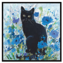 Gerahmter Kunstdruck Nina mit blauen Blumen