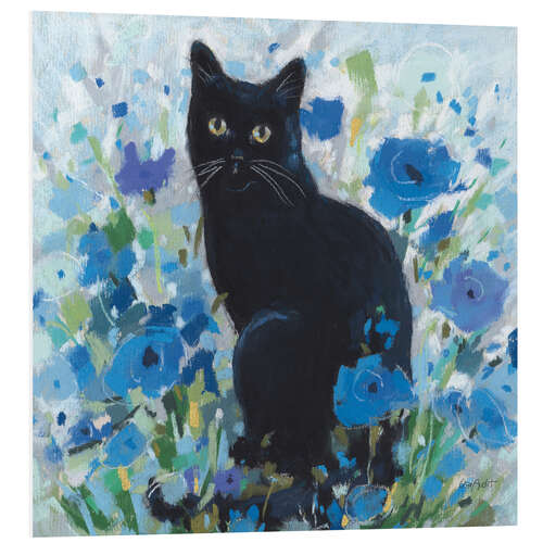 Foam board print Nina With Blue Flowers