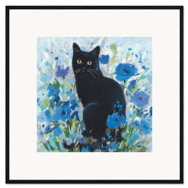 Framed art print Nina With Blue Flowers