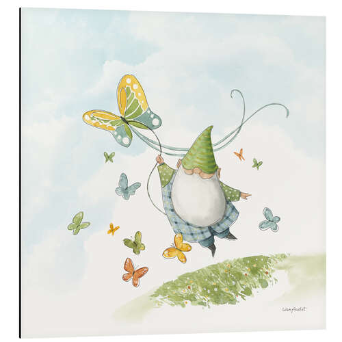 Tableau en aluminium Garden Gnome With Butterfly Kite