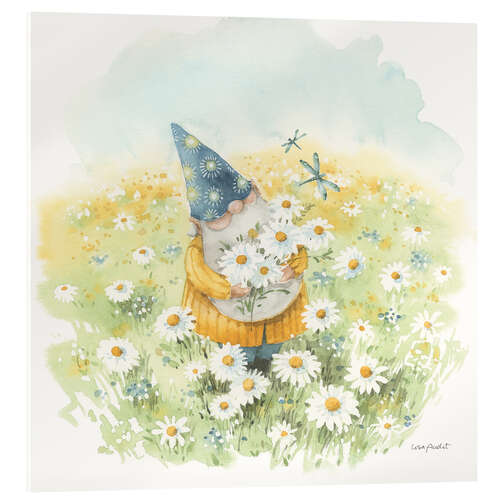 Acrylic print Garden Gnome & Daisies