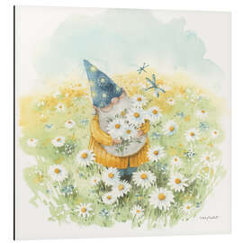 Magnettafel Gartenzwerg mit Gänseblümchen