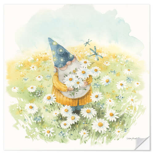 Sticker mural Garden Gnome & Daisies