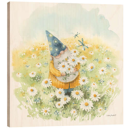 Puutaulu Garden Gnome & Daisies