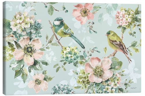 Canvas print Flowering branches with birds