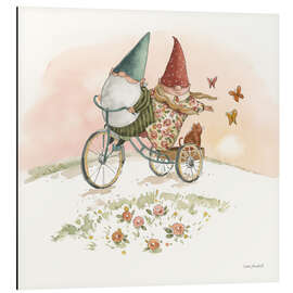 Magnettafel Gartenzwerge auf dem Fahrrad