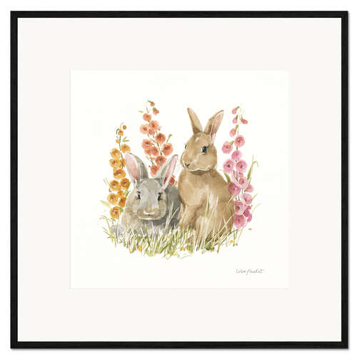 Stampa artistica con cornice Two Rabbits with Mallows