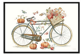 Gerahmter Kunstdruck Herbstlich geschmücktes Fahrrad