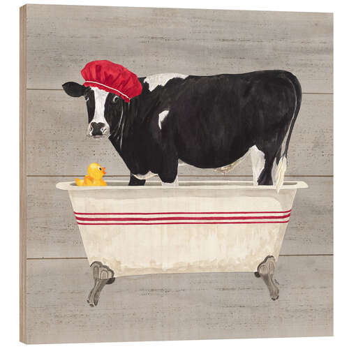 Cuadro de madera Cow in the bath