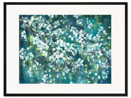 Gerahmter Kunstdruck Aquamarin Blüten