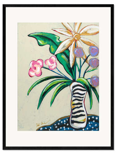 Framed art print Pop Florals, Stripes