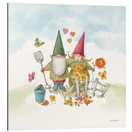 Magnettafel Verliebte Gartenzwerge