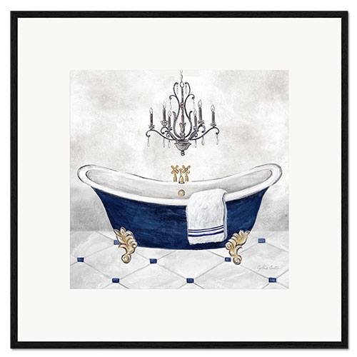 Inramat konsttryck Navy Blue Bath