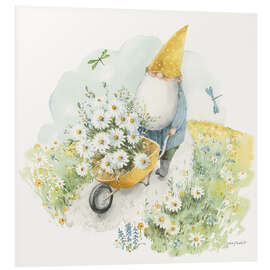 Tableau en PVC Garden Gnome With Flower Wheelbarrow
