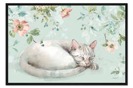 Gerahmter Kunstdruck Schlafendes Kätzchen