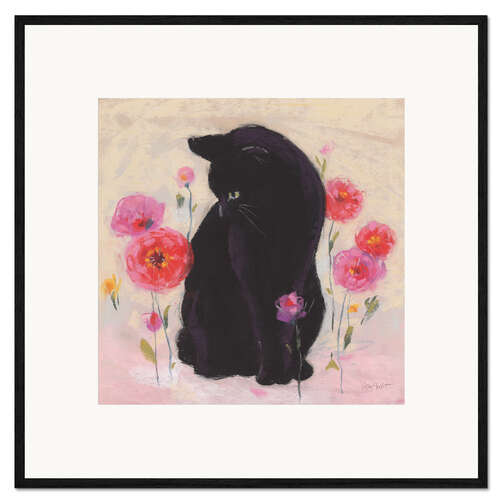 Inramat konsttryck Nina With Pink Flowers II