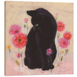 Wood print  Nina With Pink Flowers II - Lisa Audit