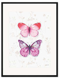 Gerahmter Kunstdruck Pinke Schmetterlinge I