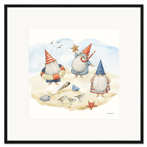 Plakat artystyczny premium w ramie Beach Gnomes