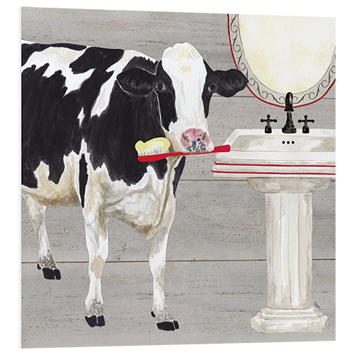 Foam board print Cow With Toothbrush